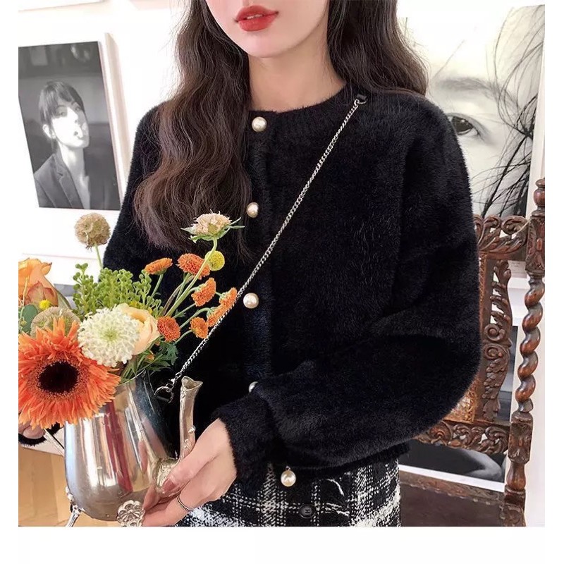 ÁO LEN LÔNG XÙ CADIGAN LÔNG KHUY NGỌC QCCC