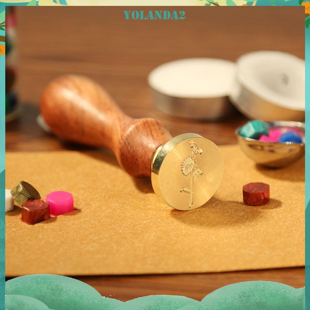 Con Dấu Đóng Sáp Tay Cầm Gỗ Họa Tiết Cây Cối Cổ Điển