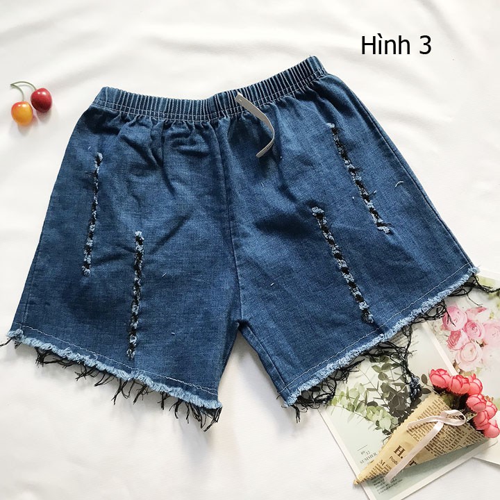 |FAMARAL2 giảm 10k cho đơn 50k|Quần đùi bé gái freesize từ 38-42kg quần short jean tua lai bầu wash rách - QG05