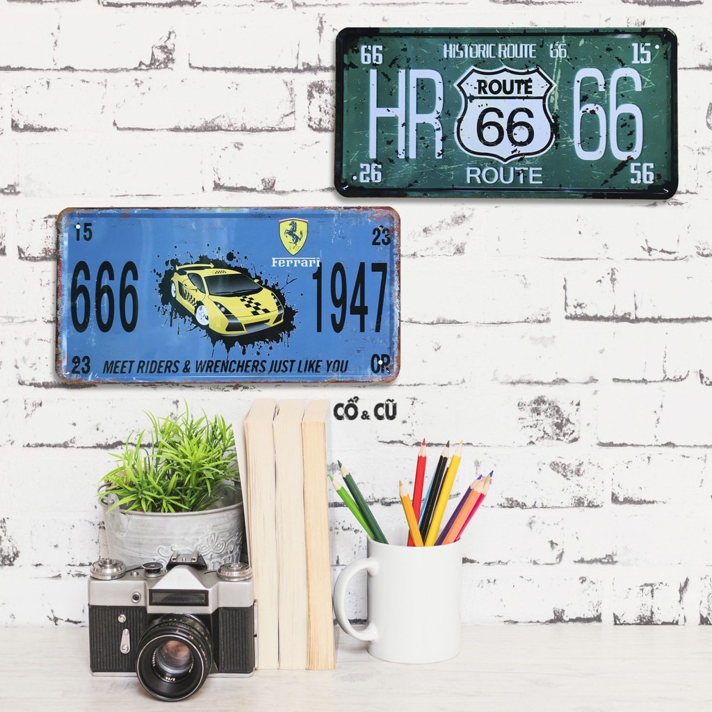 Tranh sắt Biển Số Xe Trang Trí