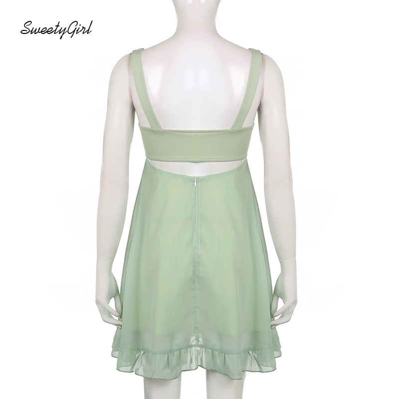 Đầm Mini Không Tay Hở Vai Màu Trơn 2022 Thời Trang Cho Nữ