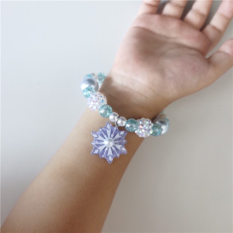 🎀 Bộ vòng cổ/ vòng tay/ nhẫn/ dây buộc tóc co giãn hình công chúa Elsa cho bé gái