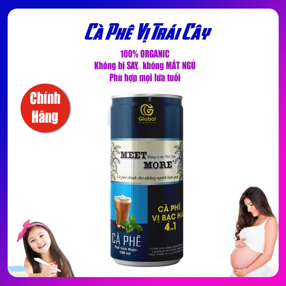 [Meet more] Cà phê vị bạc hà 4 in 1 lon 190ml