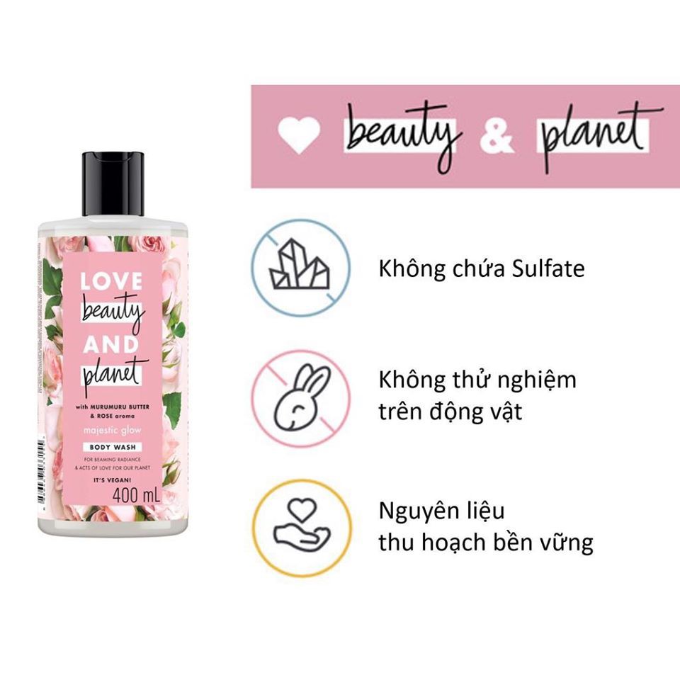 Sữa tắm Love beauty & Planet Murumuru Butter & Rose - HỒNG [Coco shop]