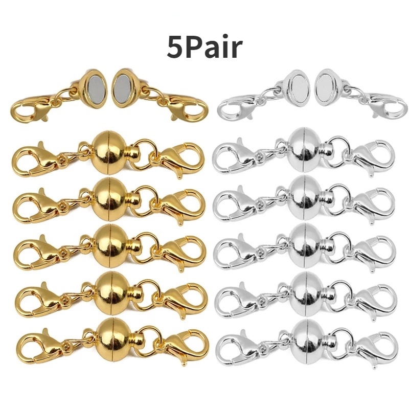 Set 5 Cặp Khóa Nam Châm 6mm Chất Lượng Cao Làm Vòng Tay/Vòng cổ DIY
