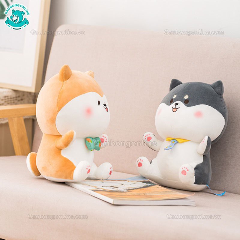 Gấu Bông Chó Shiba Inu Mập Đeo Nơ Dễ Thương Cao Cấp Gấu Bông Online