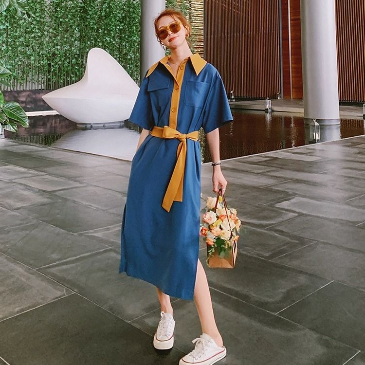 Women's mid-length skirt new Korean student temperament slim flower bell flower dress Mori retro style | BigBuy360 - bigbuy360.vn