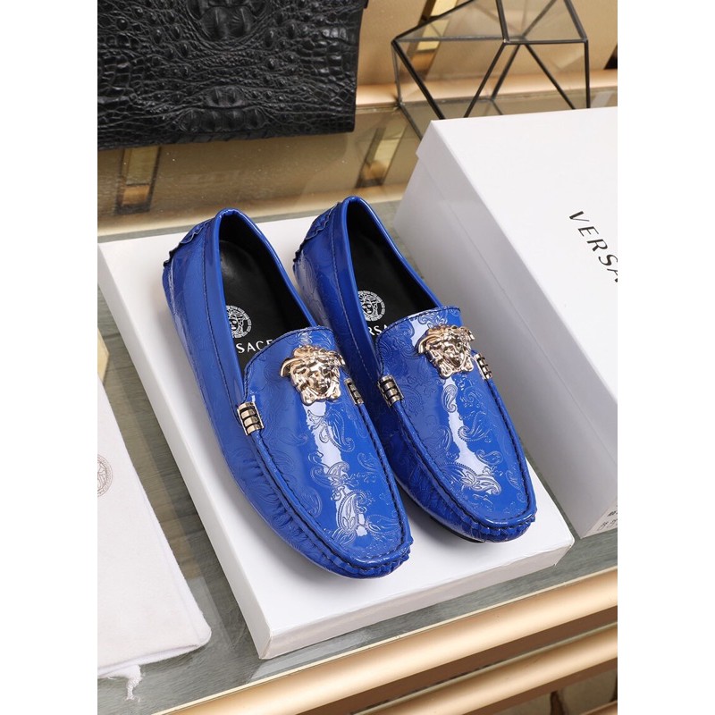 giày lười nam đế cao sáng bóng da thật versace