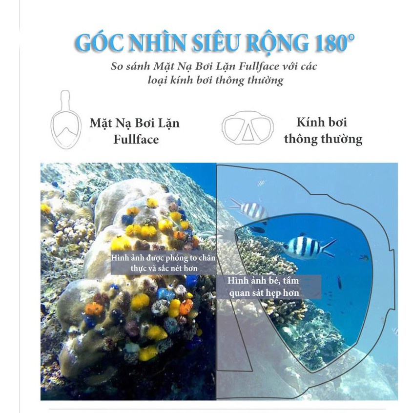 Mặt nạ bơi lặn có ống thở KAW chống sặc nước dây đeo silicone siêu bền - Giá tốt chỉ hôm nay