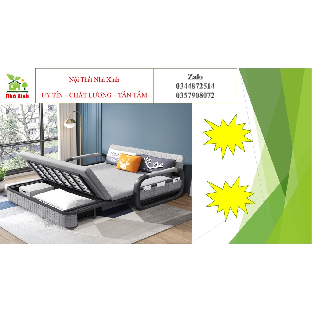 [Hott] Giường SOFA  thông minh cao cấp gấp gọn tiện lợi ( tặng kèm đệm và gối) - M060
