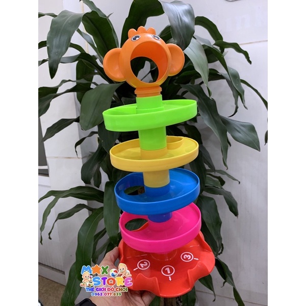 [Hàng Việt Nam] Đồ Chơi Tháp Bóng Lăn Có Rổ Hãng Sato - Đồ Chơi Giúp Bé Nhận Biết Màu Sắc Và Khả Năng Vận Động