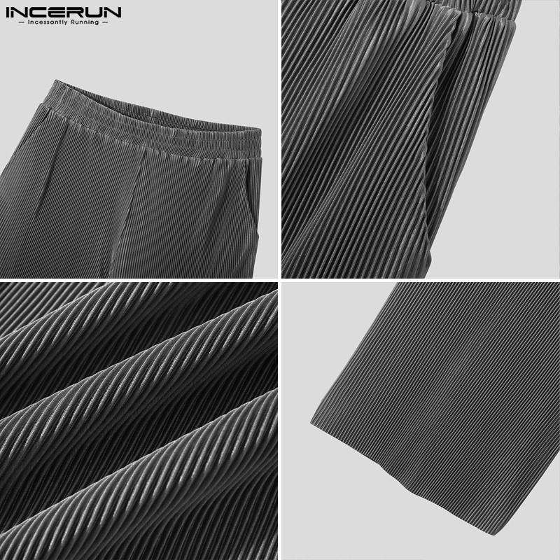 Quần baggy INCERUN ống rộng lưng co giãn thời trang cho nam