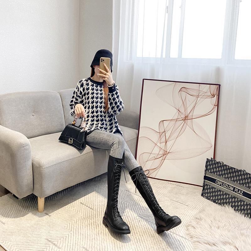 Giày Bốt Cổ Cao Co Giãn Thời Trang Thu Đông Dành Cho Nữ