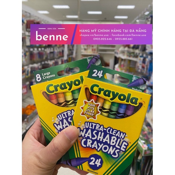 [🇺🇸Bill Mỹ, 8 - 16 - 24 bút] Sáp Màu Crayola Crayons Ultra-clean Washable, tẩy rửa được