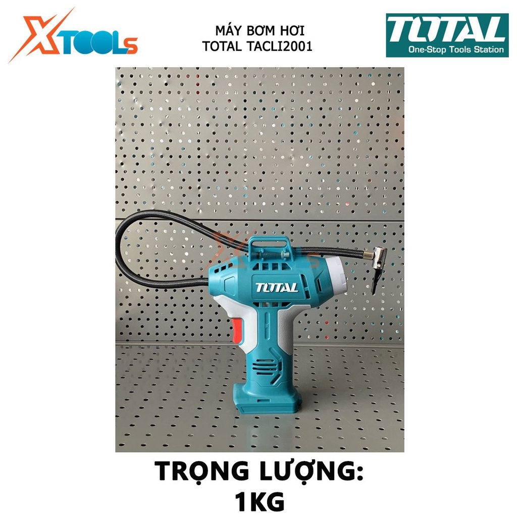 Máy bơm hơi tự động dùng pin Total TACLI2001 máy bơm hơi điện mini bơm hơi xe ô tô, cầm tay nhỏ gọn [Xsafe][Xtools]