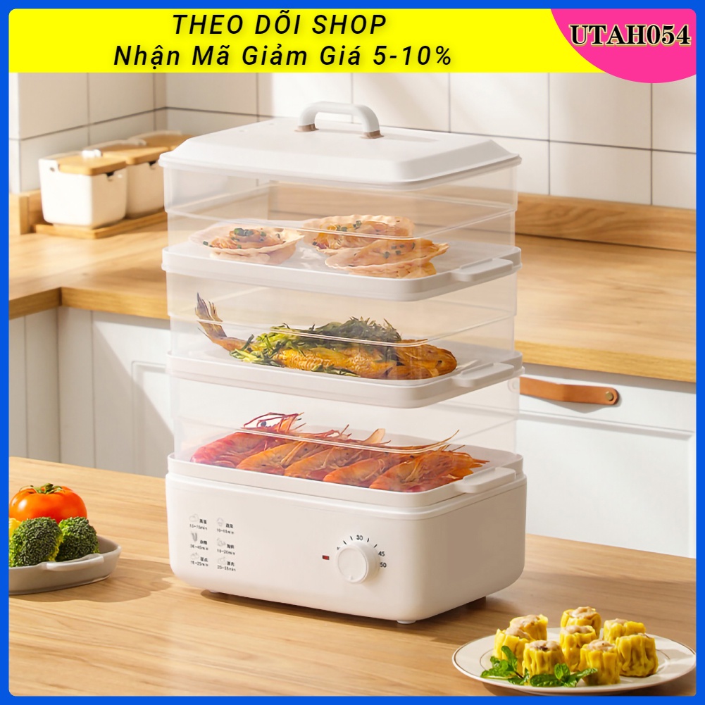 Hàng HOT ZG10 Nồi Hấp điện 2-3 tầng đa chức năng hẹn giờ tiện lợi Công suất lớn 800W（AC-220V)【Utah054】