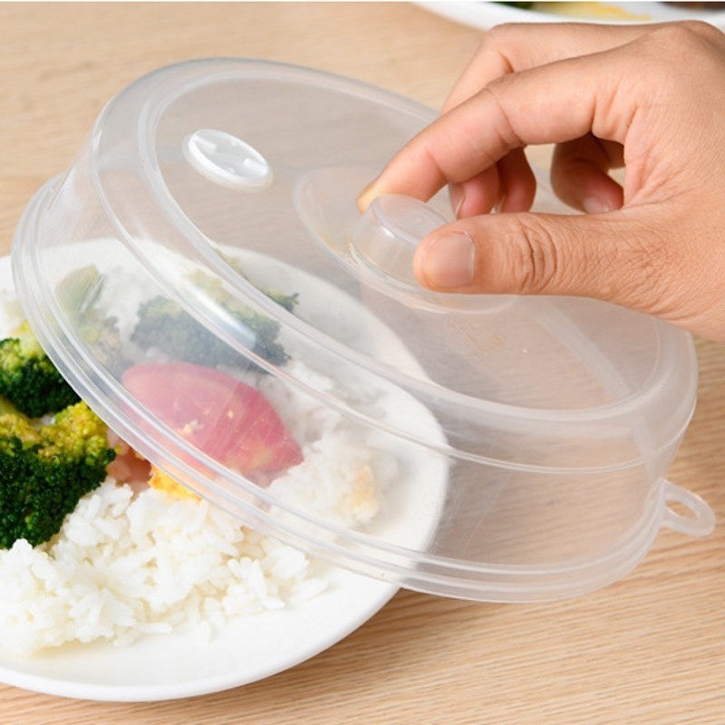 Lồng Bàn Tròn Đậy Thức Ăn Bằng Nhựa Trong Suốt Có Nắp Đậy Chống Văng Dầu Bảo Quản Thực Phẩm Trong Lò Vi Sóng