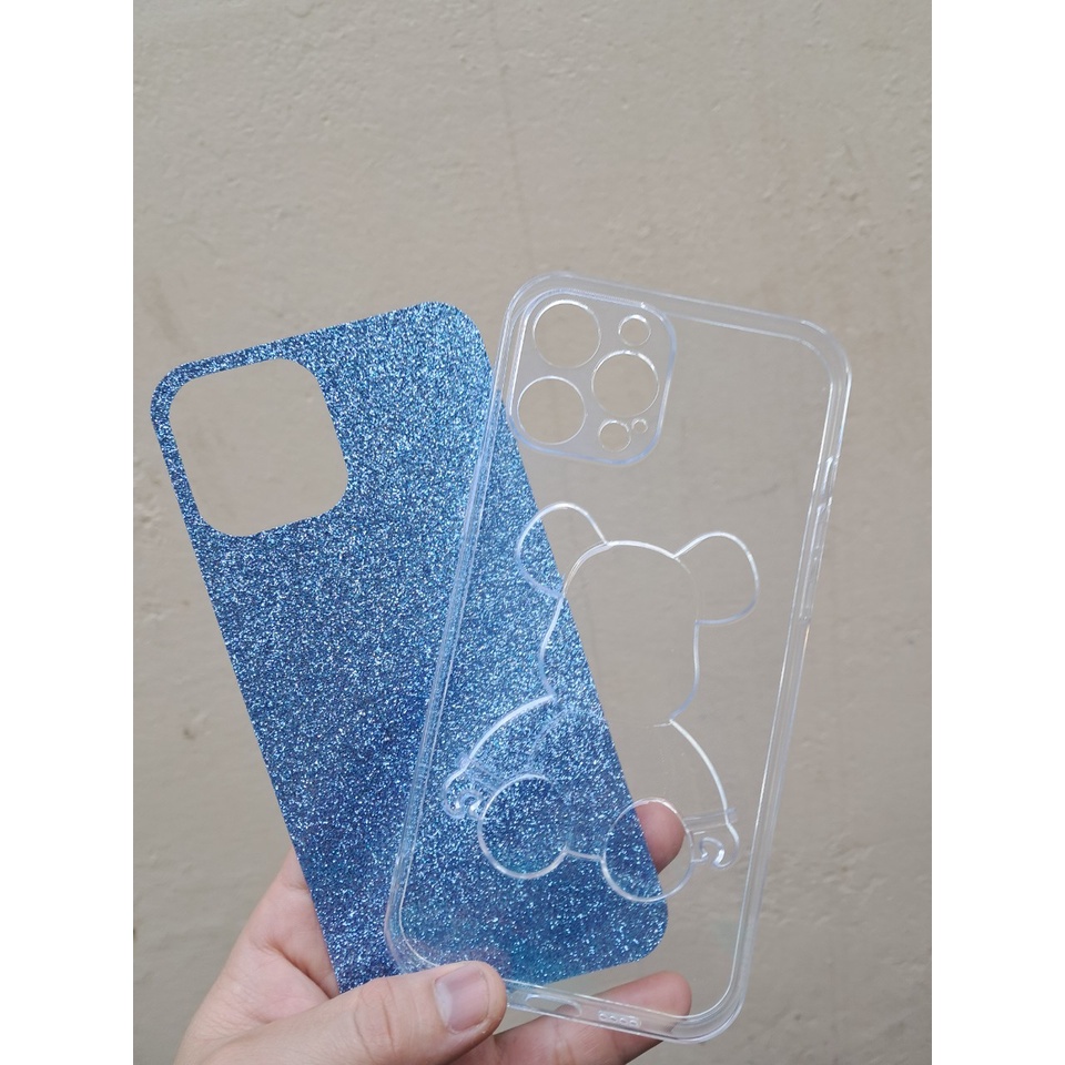 Ốp điện thoại TPU dẻo hoạ tiết gấu phối kim tuyến lấp lánh cho iPhone 13promax/13/12promax/ 11/11promax/Xsmax/X