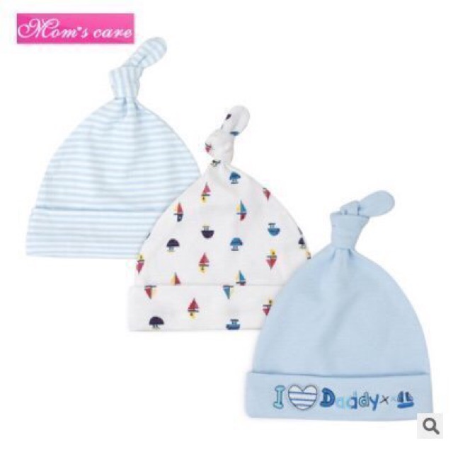 Sét 3 mũ momcare buộc chóp cho bé