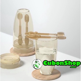 Set rơ lưỡi kèm bàn chải silicon cho bé từ 0-18 tháng tuổi