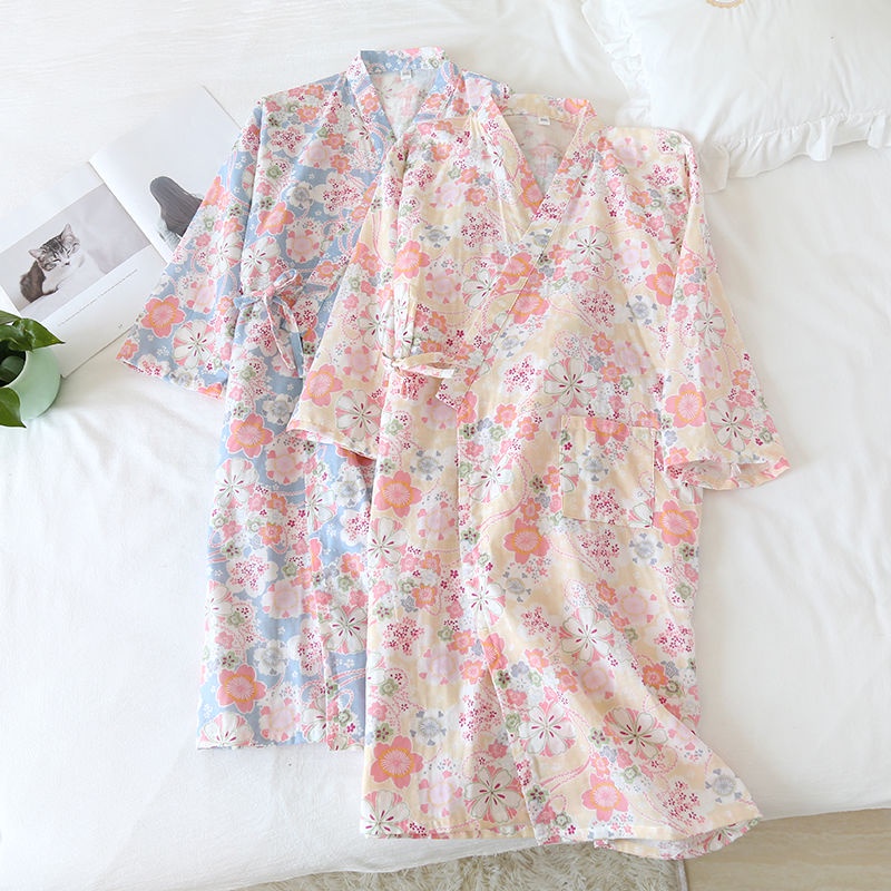 Áo choàng ngủ kiểu Kimono Nhật Bản xinh xắn cho nữ