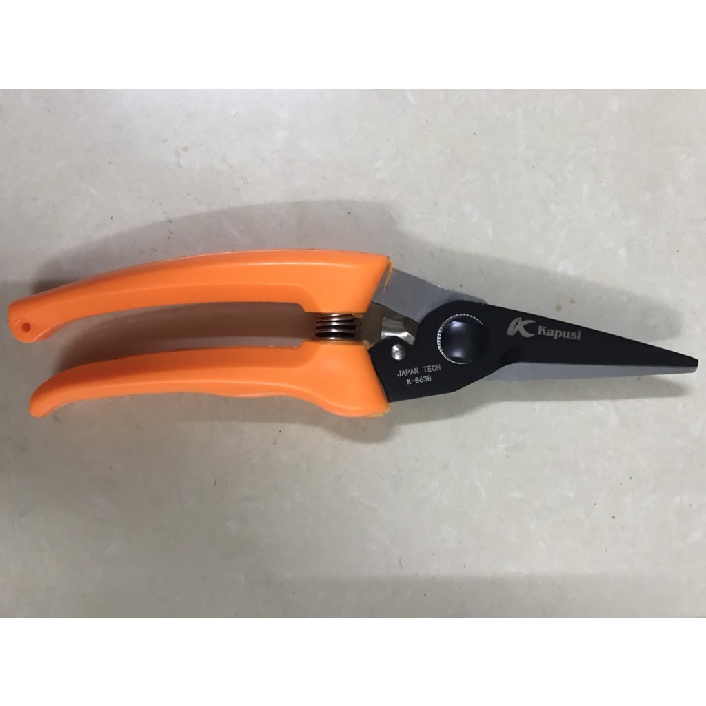 Kéo Cắt Cành Nhật Bản Kapusi Japan K-8638 Lưỡi Thẳng Chiều Dài Kéo 200mm, Kéo Cắt Tỉa Cành Cây Siêu Bền Chuyên Dụng
