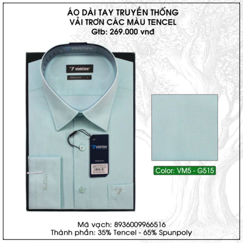 Áo Sơ Mi Nam Tay Dài Màu Trơn | Vĩnh Tiến Premium Regular Fit 269