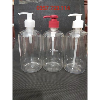 chai nhựa trong cao 500ml vòi ấn