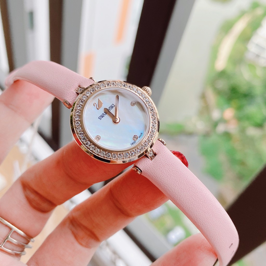 Đồng hồ nữ chính hãng Swarovski Aila Dressy Mini 5376648 - Máy Quartz pin - Kính cứng - Dây da hồng