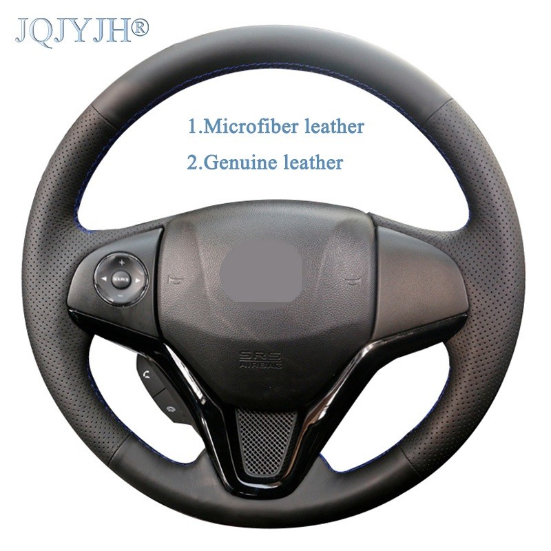 Vỏ vô lăng ô tô DIY cho Honda City 2014-2019 Fit 2014-2019 Jazz 2014-2019 HR-V HRV 2016 da thật