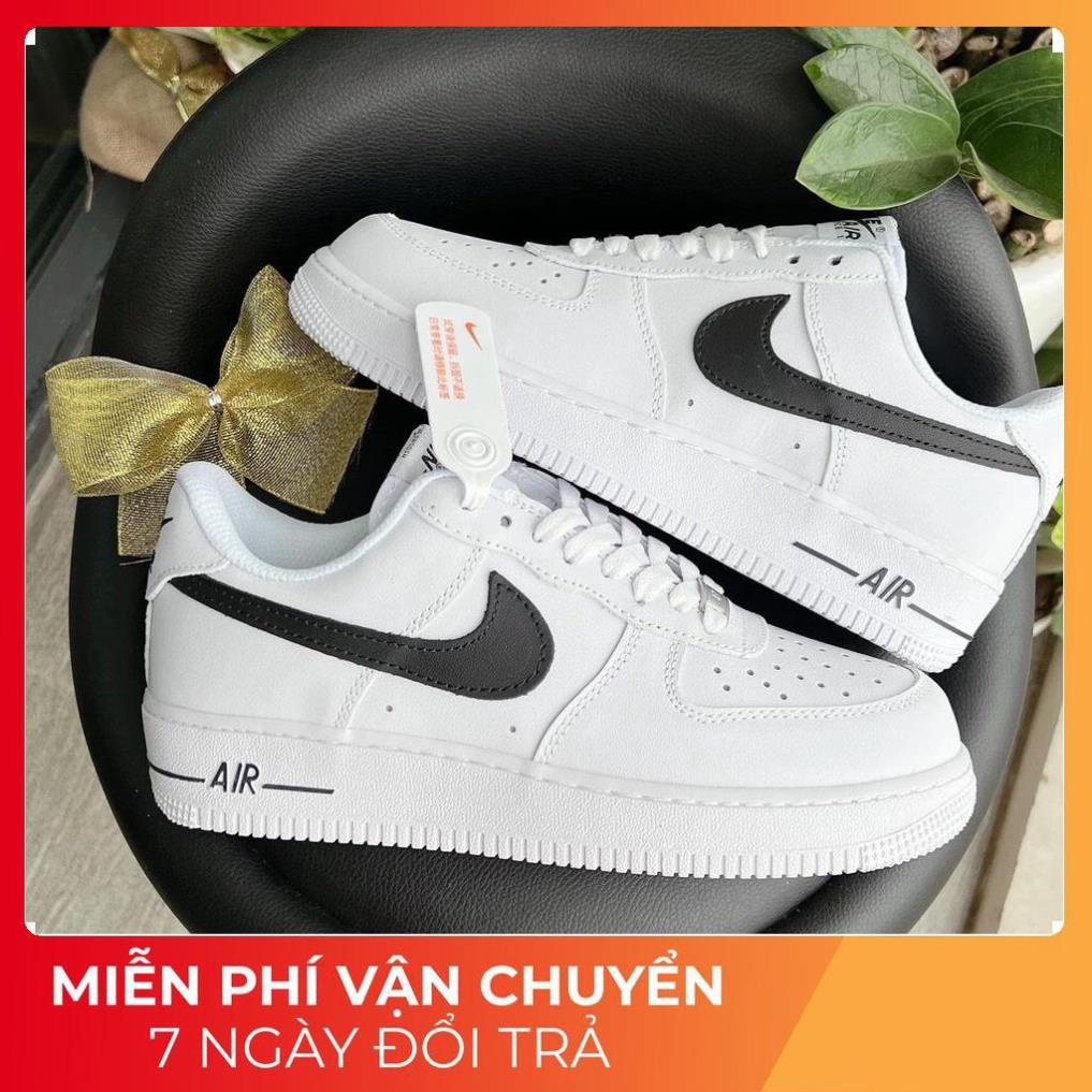 Giày AF1 trắng vệt đen, giày AIR trắng tích đen thấp mới full phụ kiện hàng cao cấp, full size 36-43