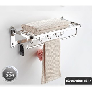 Giá Treo Khăn Nhà Tắm 2 Tầng, Kệ Nhà Tắm INOX 304 Dán Tường Không Cần Khoan Đục