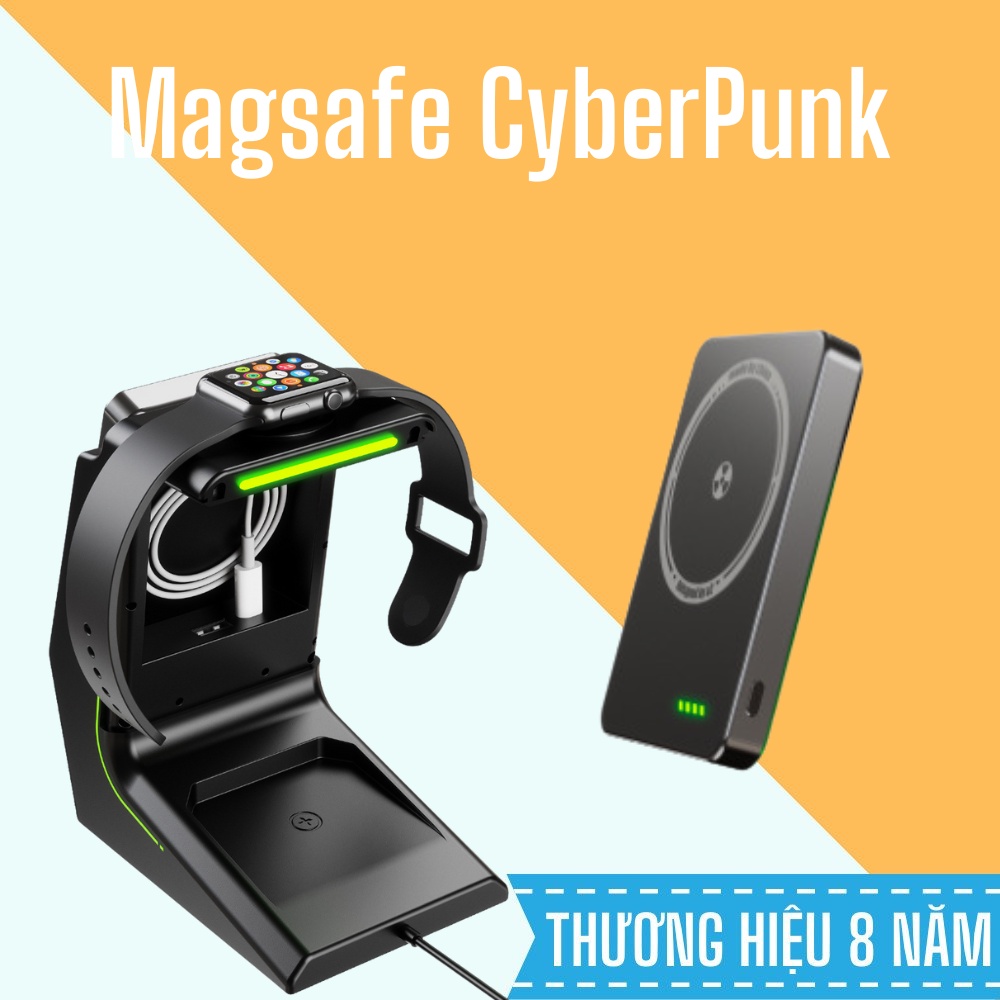 Sạc không dây đa năng kèm pin dự phòng Hút nam châm Cyber.Punk