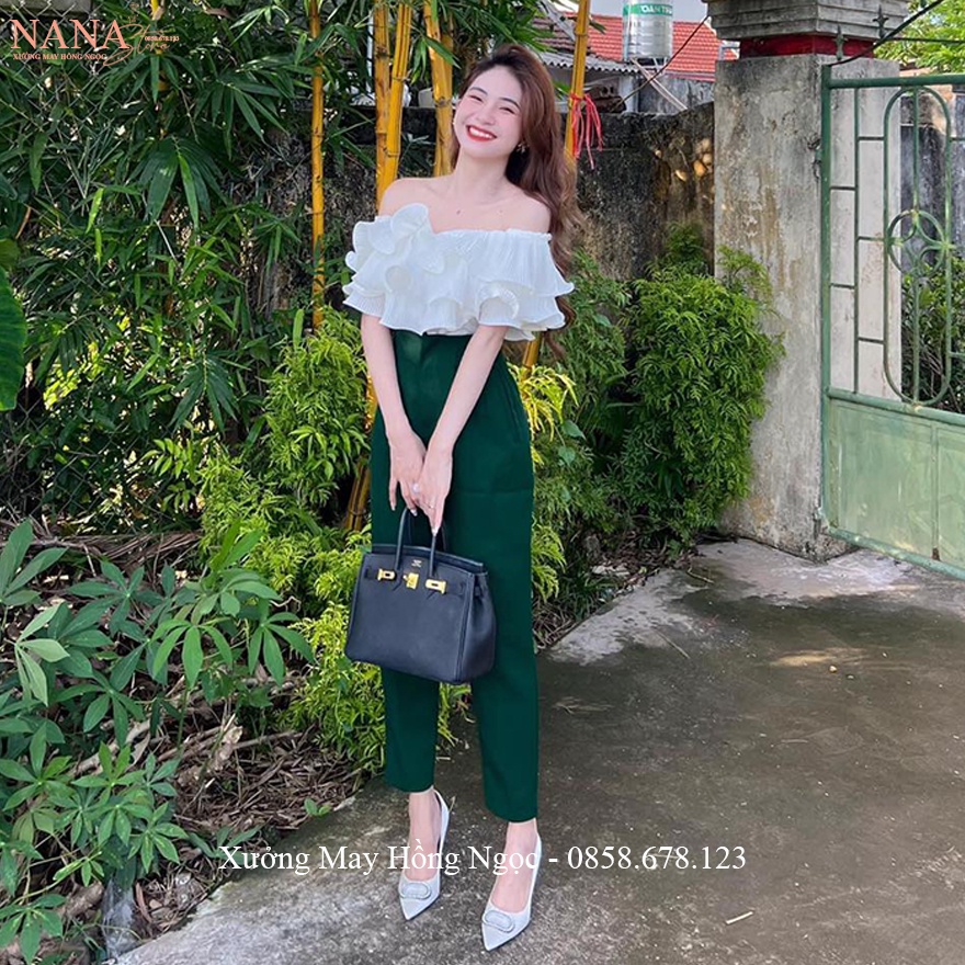 Quần tây nữ lưng cao cạp 2 nút đi học làm công sở ống đứng dài màu Đen - Quần vải nữ công sở cạp cao đi học thoải mái