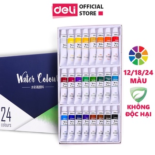 Màu nước dạng tuýp deli - 12 màu/18 màu/24 màu - 73850 / 73851 / 73852