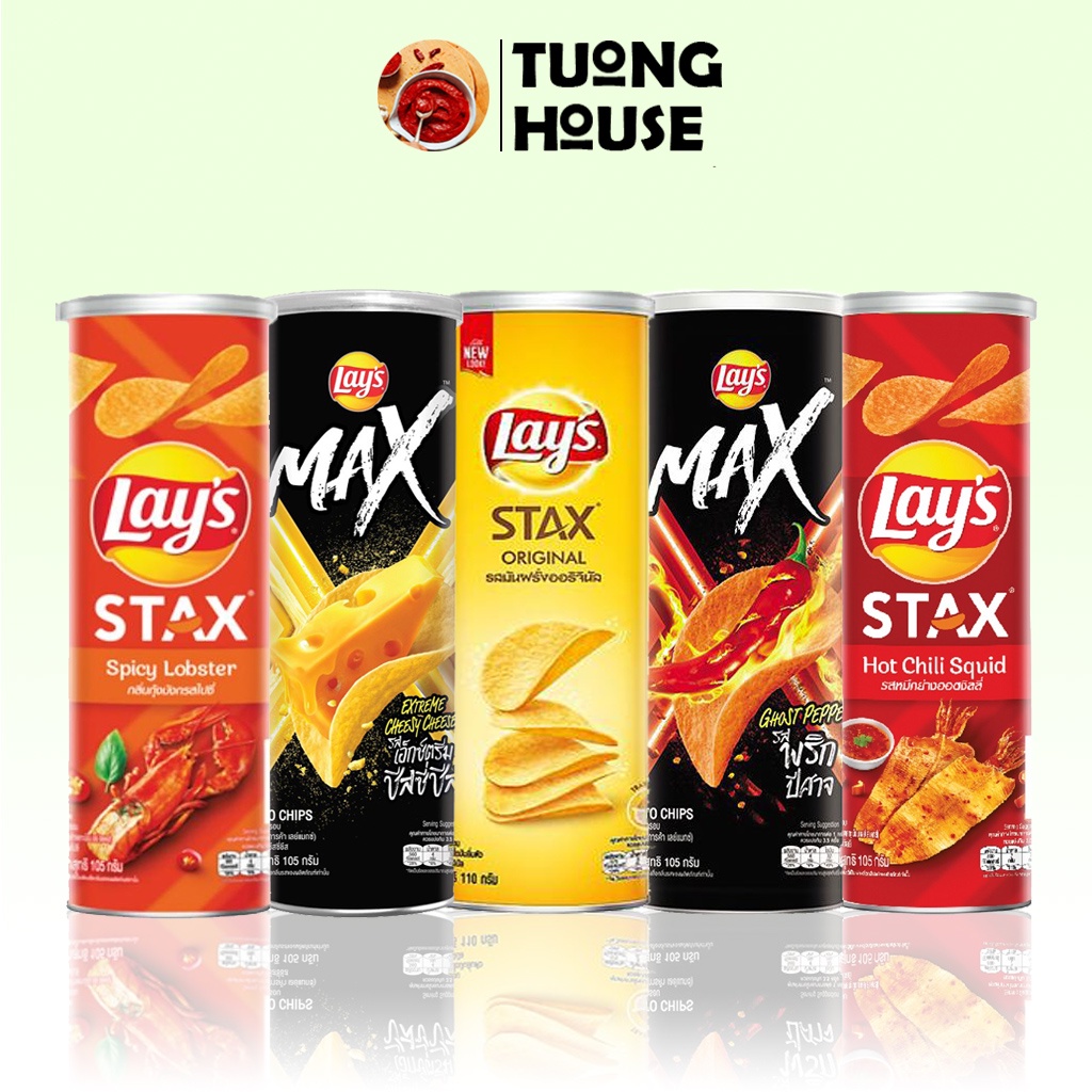 Snack Khoai Tây Lay's STAX lon 105g đủ vị