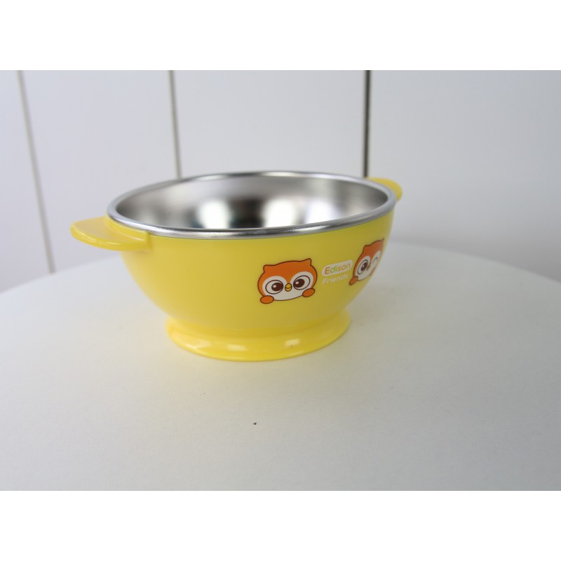 Bát ăn dặm inox 2 lớp cách nhiệt có đế silicon chống trượt Edison Hàn Quốc - hàng chính hãng