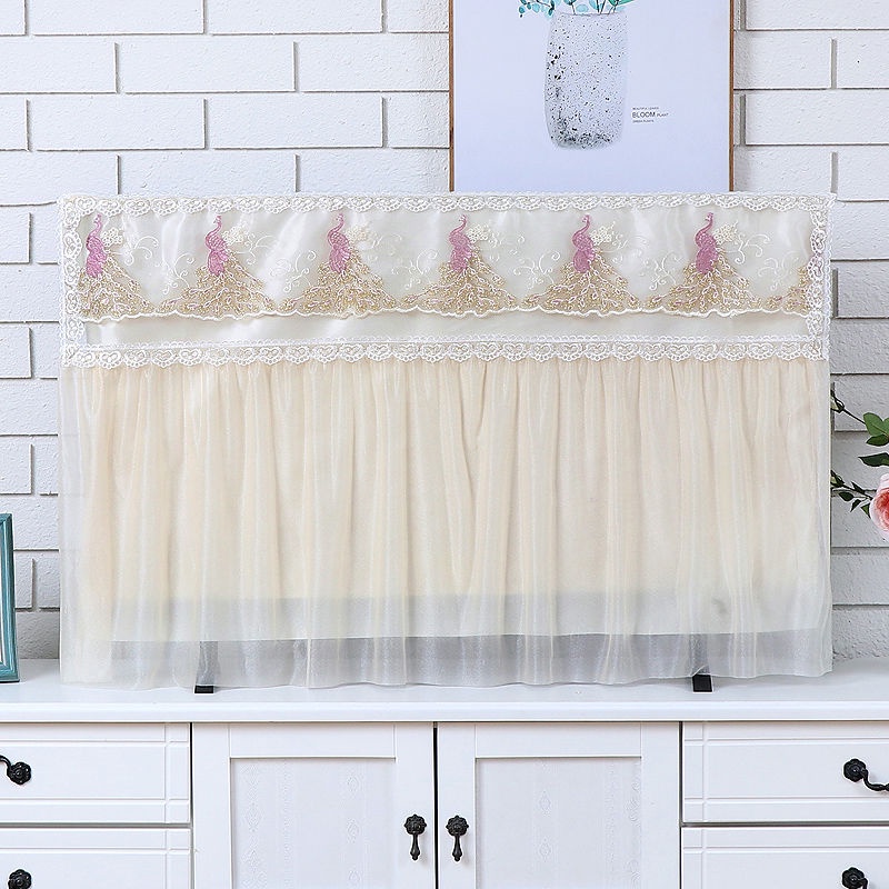 Tấm che TV treo màn hình LCD 55 inch 32 inch mặt cong 65 lớp vải bọc ren TV đặt treo tường | BigBuy360 - bigbuy360.vn