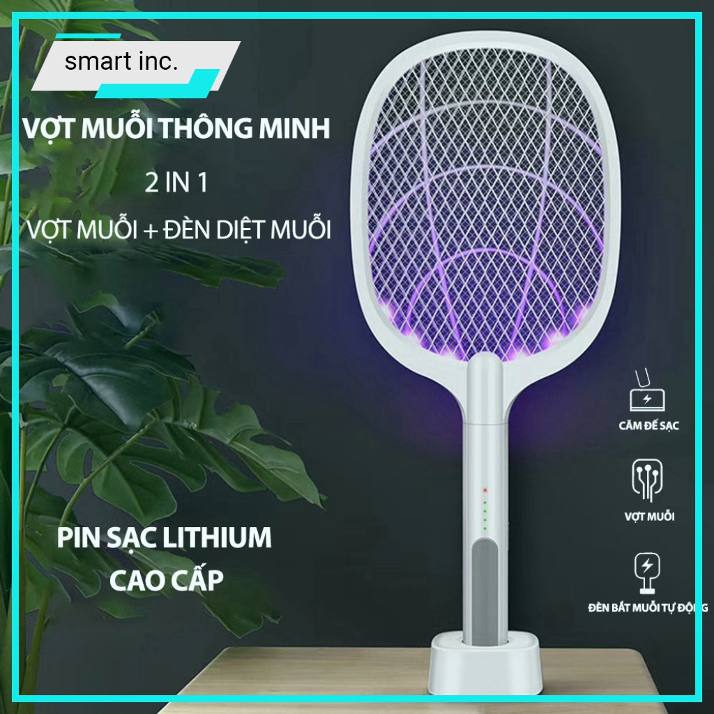 Đèn Led Ngủ Bắt Muỗi Ruồi Kiêm Vợt Đập Muỗi Cao Cấp Sạc Pin