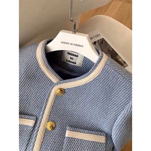 Áo dạ sweet xanh nơ dáng basic