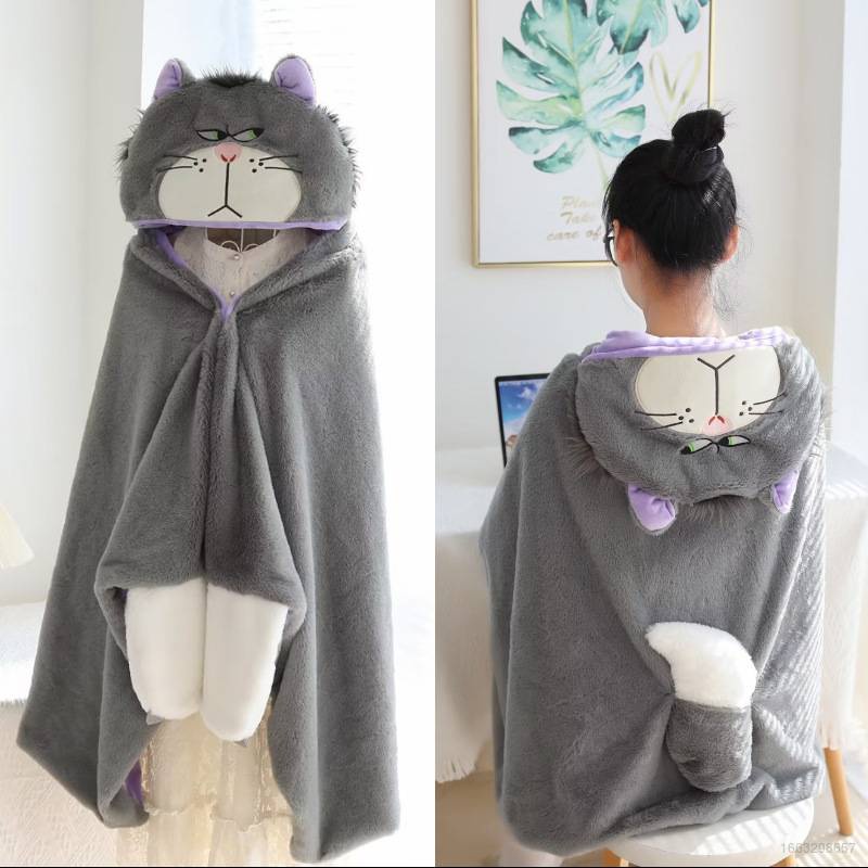 Chăn Bông Mềm Mại Hình Mèo Lucifer Disney Kèm Găng Tay Giữ Ấm Cho Bạn Gái