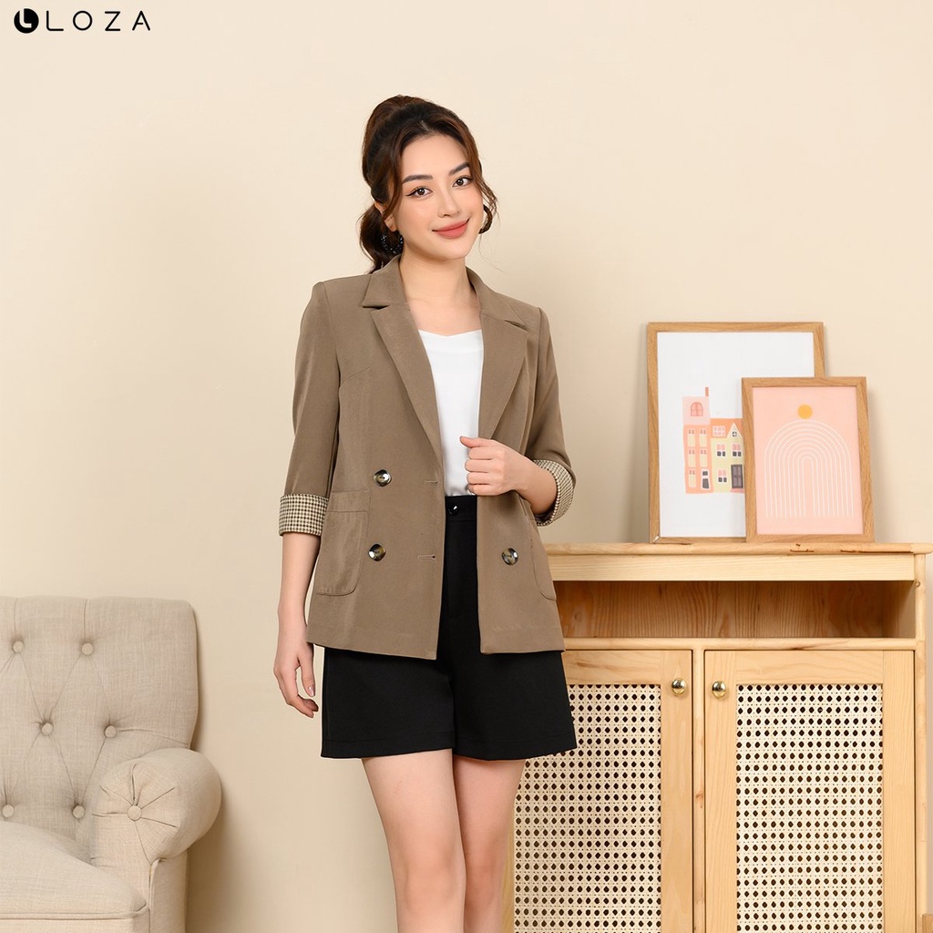 Áo blazer nữ LOZA tay kẻ LV111009