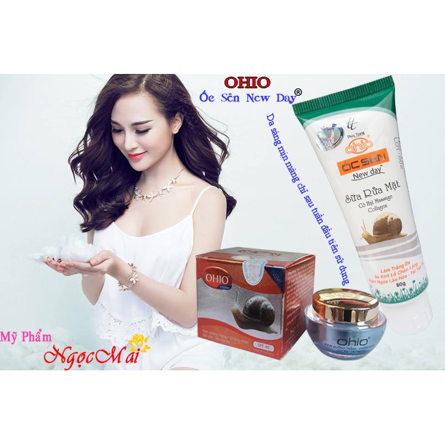 Bộ mỹ phẩm trắng da, chống nhăn, chống lão hóa OHIO ỐC SÊN NEW DAY