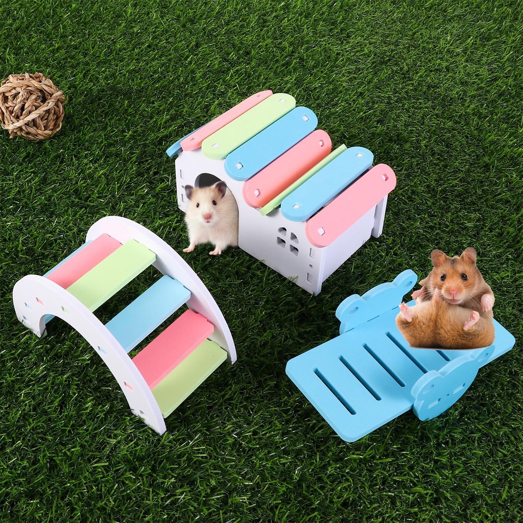 Đồ Chơi Gặm Nhắm Hình Cầu Vồng Bằng Gỗ Cho Chuột Hamster