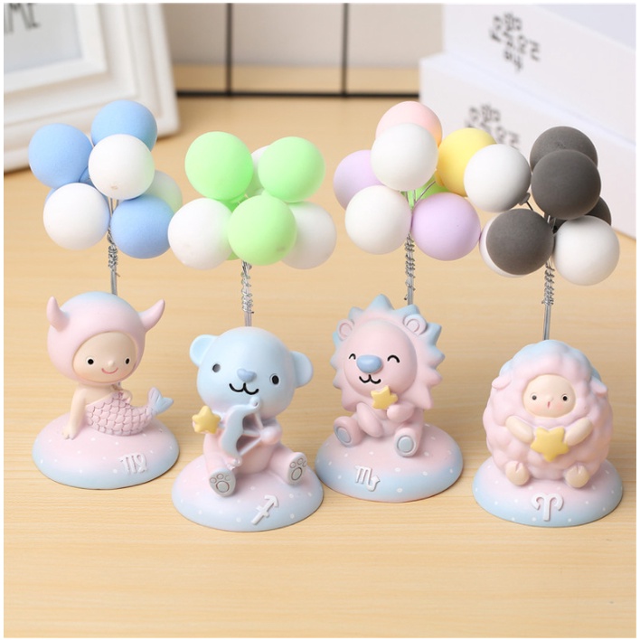 Tượng 12 cung hoàng đạo cầm bong bóng siêu xinh trưng bày decor trang trí không gian hoặc trên xe ô tô, quà tặng