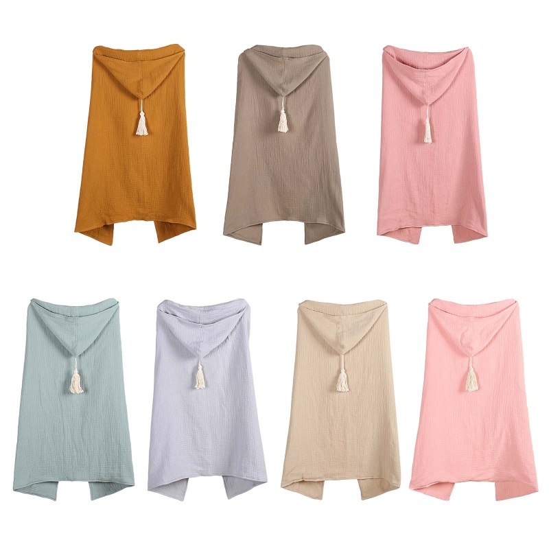 Khăn Tắm Cotton Muslin 4 Lớp Có Mũ Trùm Cho Bé