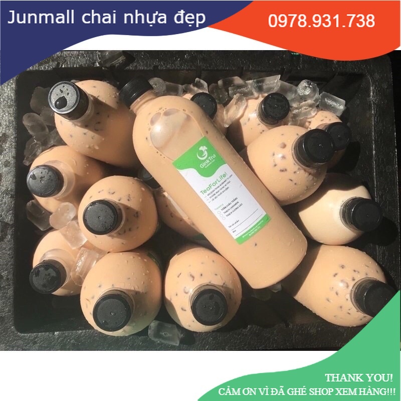 Chai nhựa pet đựng trà sữa 1000ml chai 1 lít nắp nhôm fi28 chai nhựa 1 lít 1l