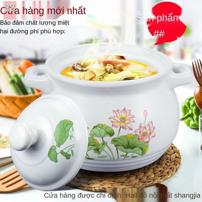 ✑♙28YBếp gốm điện gia dụng hầm lớn màu trắng, ga nấu canh nồi dày sứ