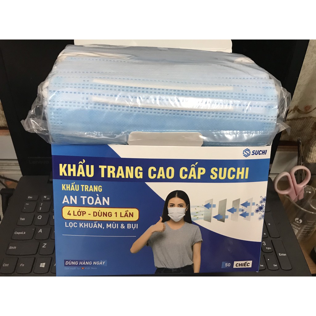 Khẩu trang y tế kháng khuẩn 4 lớp SUCHI - X2 - ANTI FROG đạt chuẩn hộp 50 chiếc