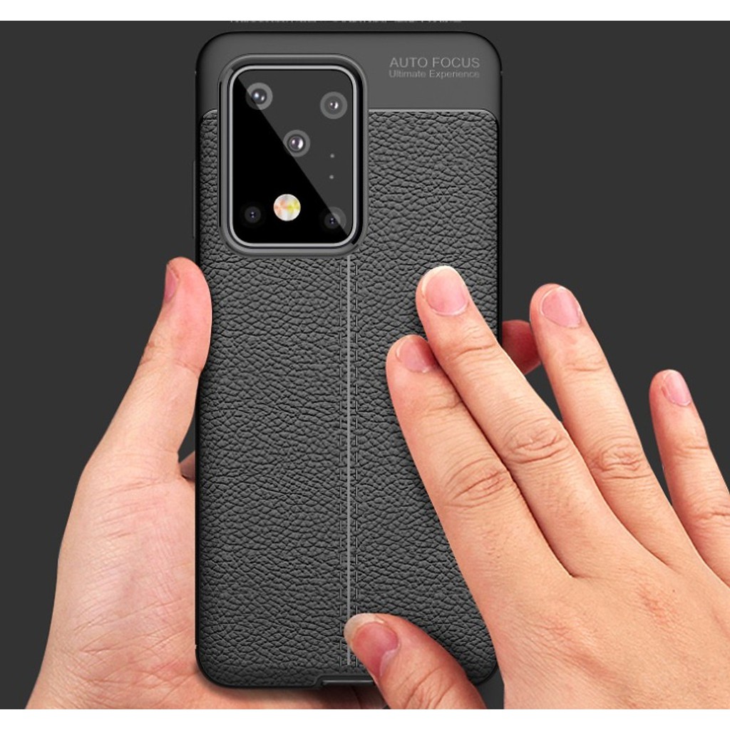 Ốp Lưng Silicon Vân Da Auto Focus Cho Samsung Galaxy S20 Ultra